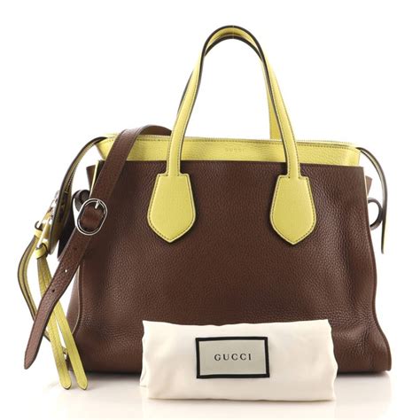 Gucci Ramble Layered Tote Pebbled Leather Medium Brown, 